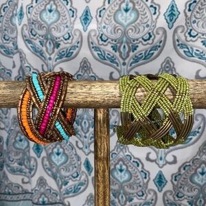 Beaded cuff bracelets lot of 2‎